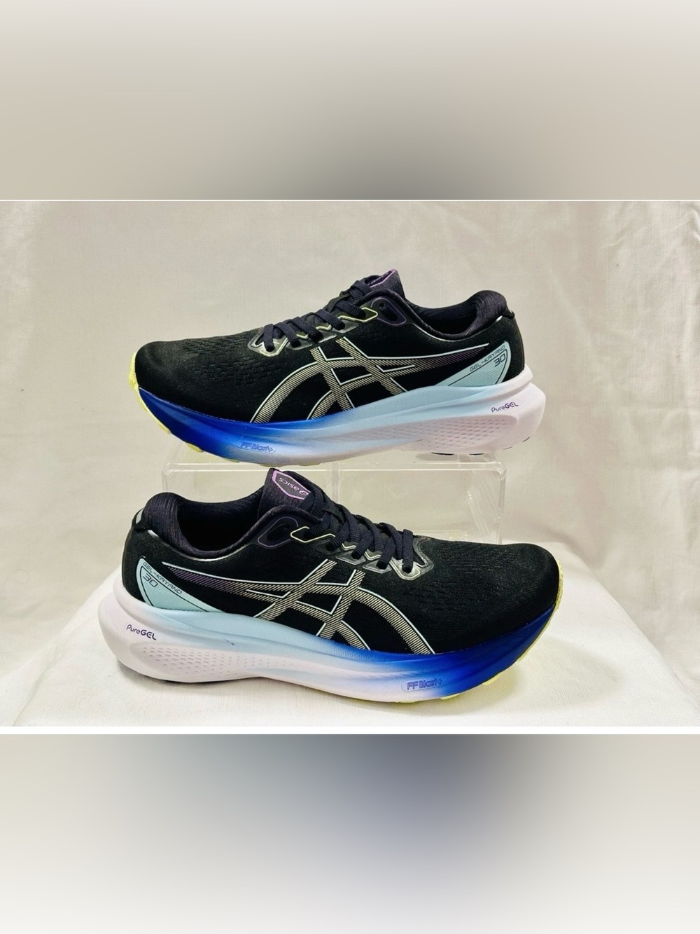 Asics Gel Kayano 30 Shoes
Women's Size 9.5 Black Blue
Athletic Running Sneakers